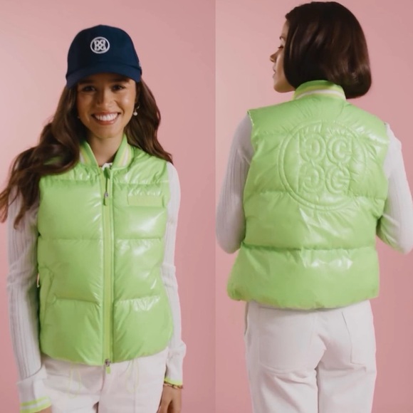 GFore Womens Neon Green Circle Gs Coated Nylon Quilted Puffer Golf Vest Size XS - Picture 15 of 16